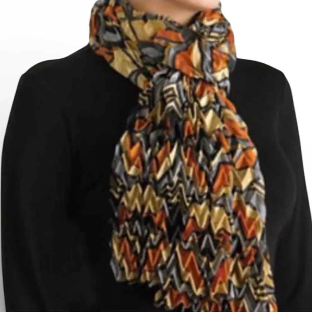 Frank Lloyd Wright Altar Screen Pleated Chevron Scarf Geometric Colorful NWT